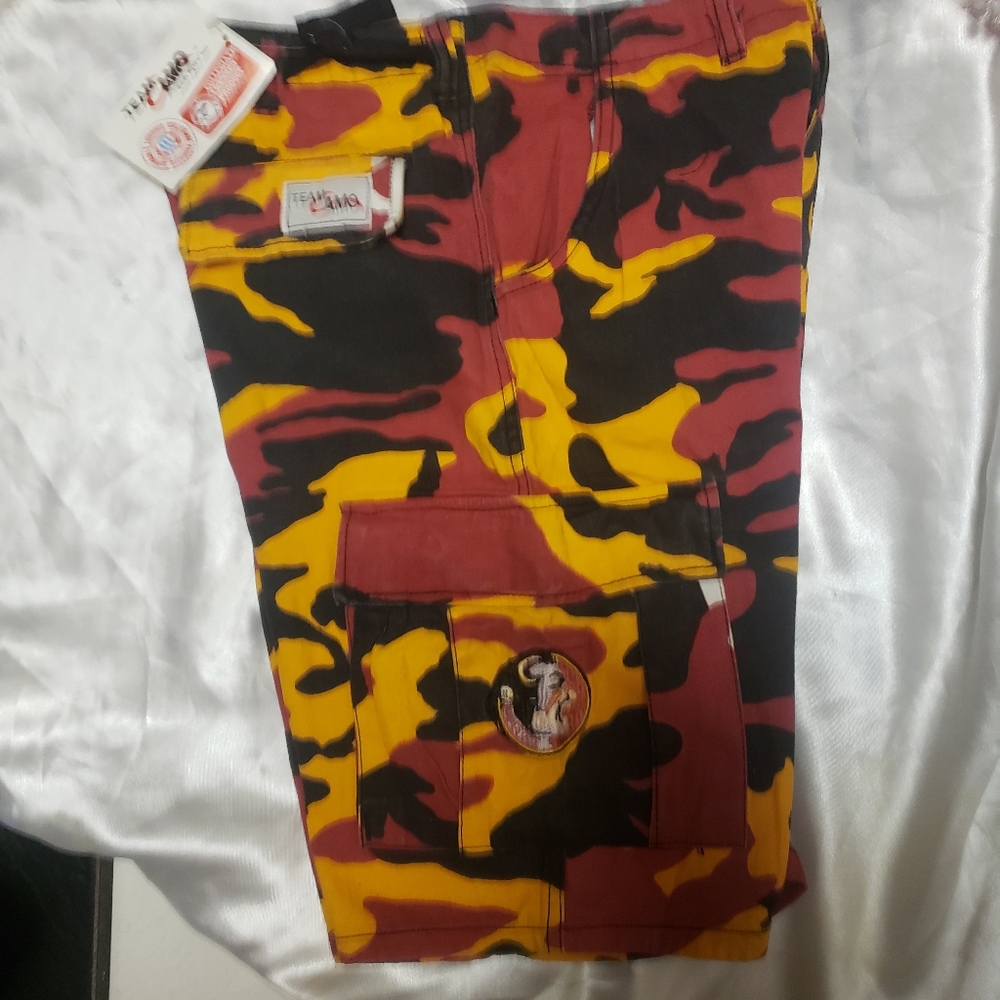 VINTAGE  LICENSED COLLEGIATE-TEAM CAMO-"FLORIDA STATE" SHORTS/Y-LG-14-16/NWT